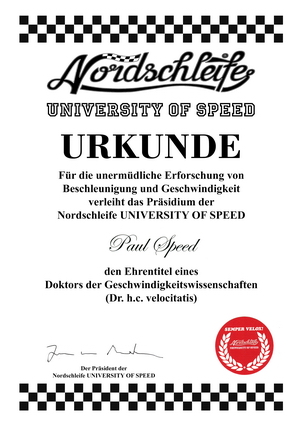 "Nordschleife UNIVERSITY OF SPEED" Diplom